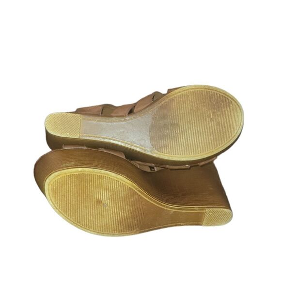 Steve Madden Limmoo Caged Wedges Faux Wooden Look Brown 9.5 - Picture 7 of 11